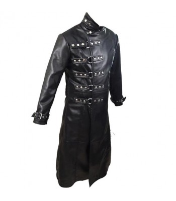 Men Genuine Leather Gothic Long Coat Black Van Helsing Jacket